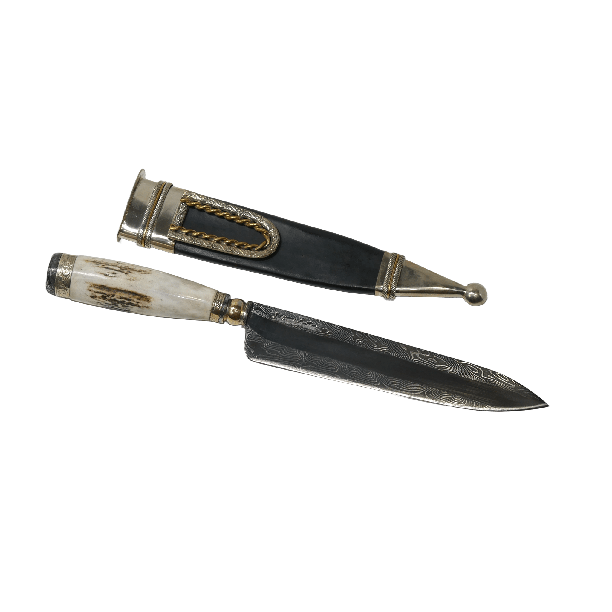 Premium M. D'Avila 8" Knife in Damascus Steel, Argentine Deer Horn Handle - D'Avila Knives camping knife by D'Avila Australia