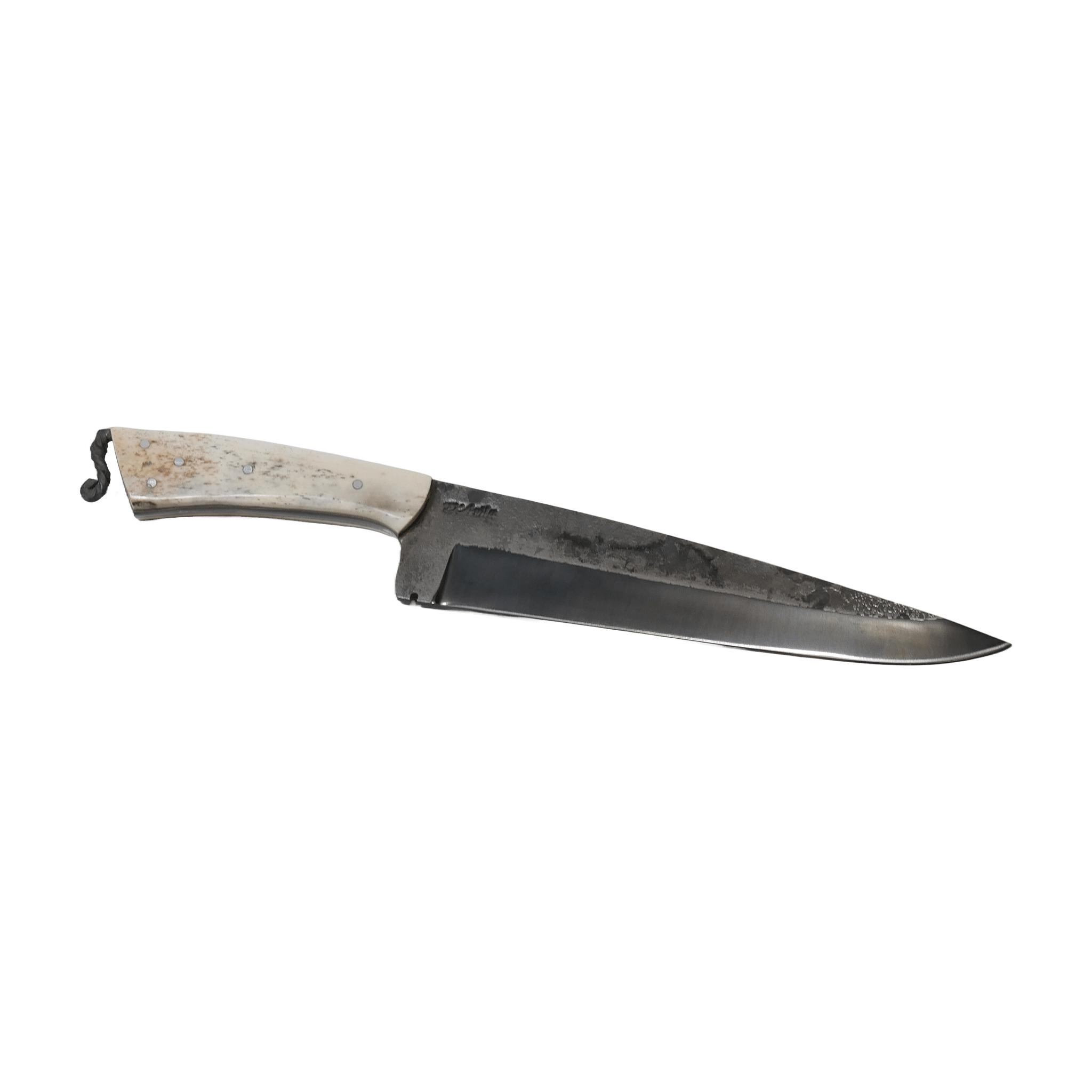 Rat Tail Barbecue 10" Knife in Carbon Steel 5160, Bovine Bone Handle - D'Avila Knives camping knife by D'Avila Australia