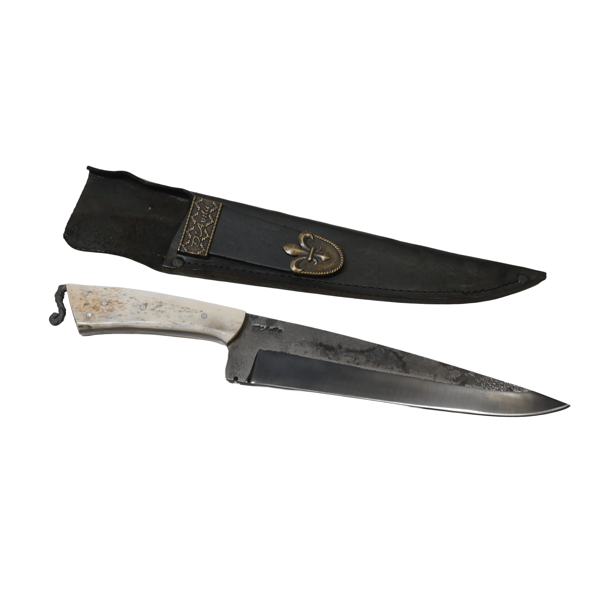 Rat Tail Barbecue 10" Knife in Carbon Steel 5160, Bovine Bone Handle - D'Avila Knives camping knife by D'Avila Australia