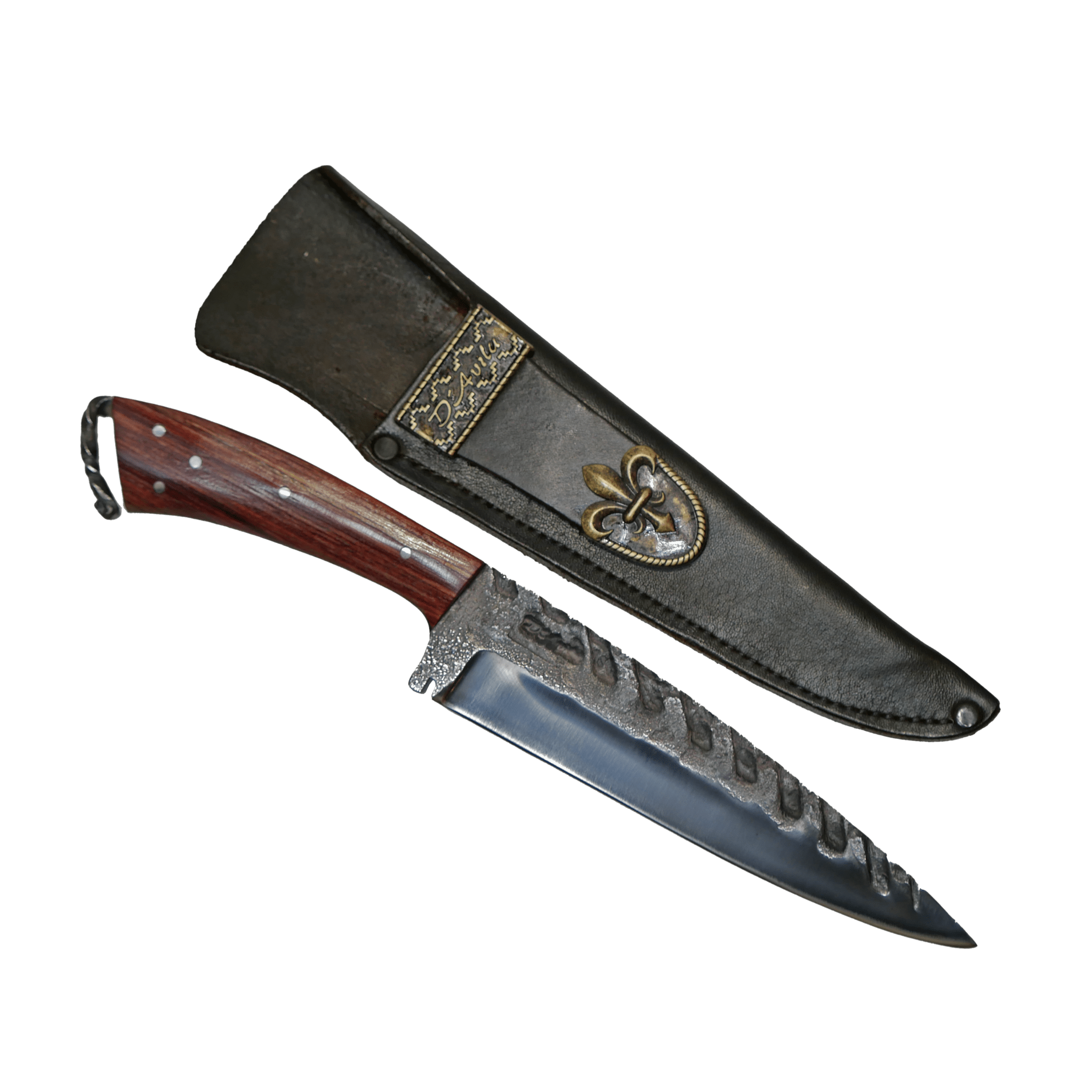 Rat Tail Barbecue 8" Knife in Carbon Steel 5160, Stabilized Wood Handle - D'Avila Knives camping knife by D'Avila Australia