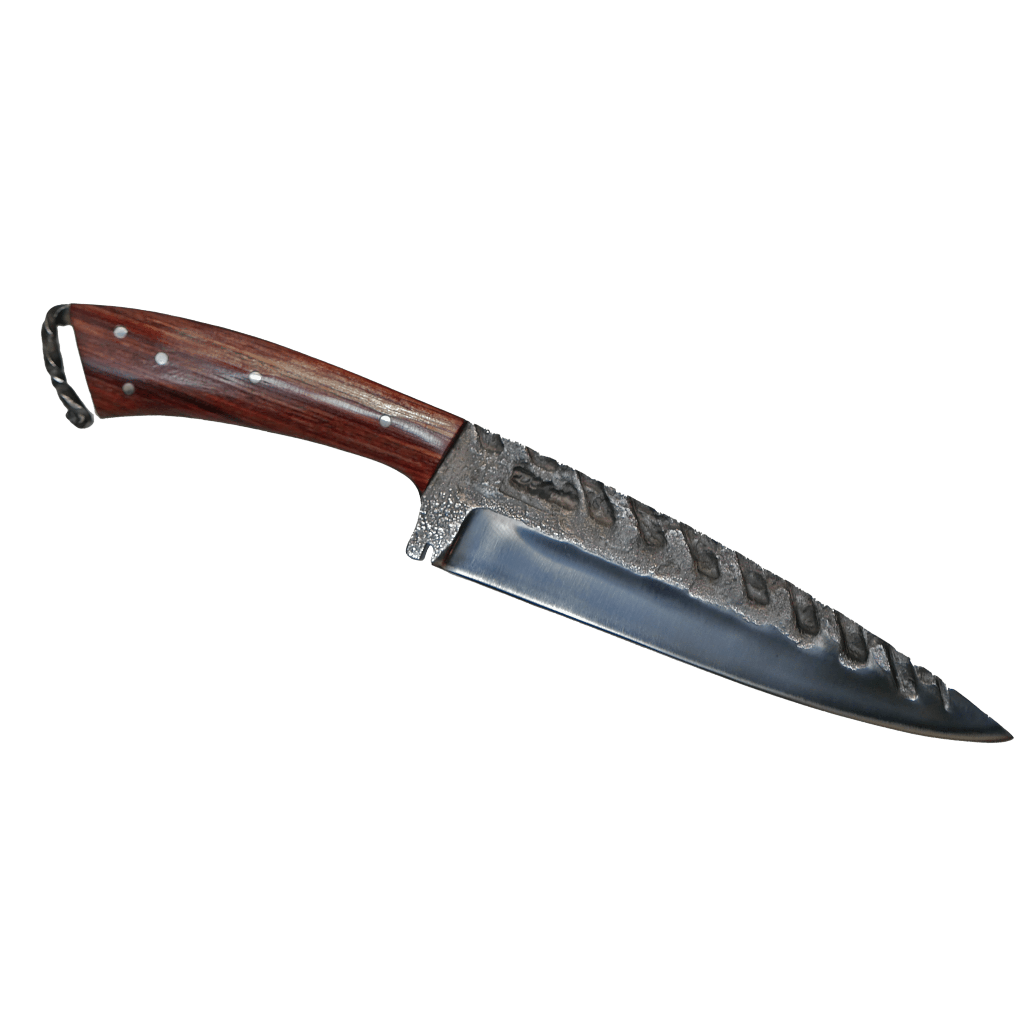 Rat Tail Barbecue 8" Knife in Carbon Steel 5160, Stabilized Wood Handle - D'Avila Knives camping knife by D'Avila Australia