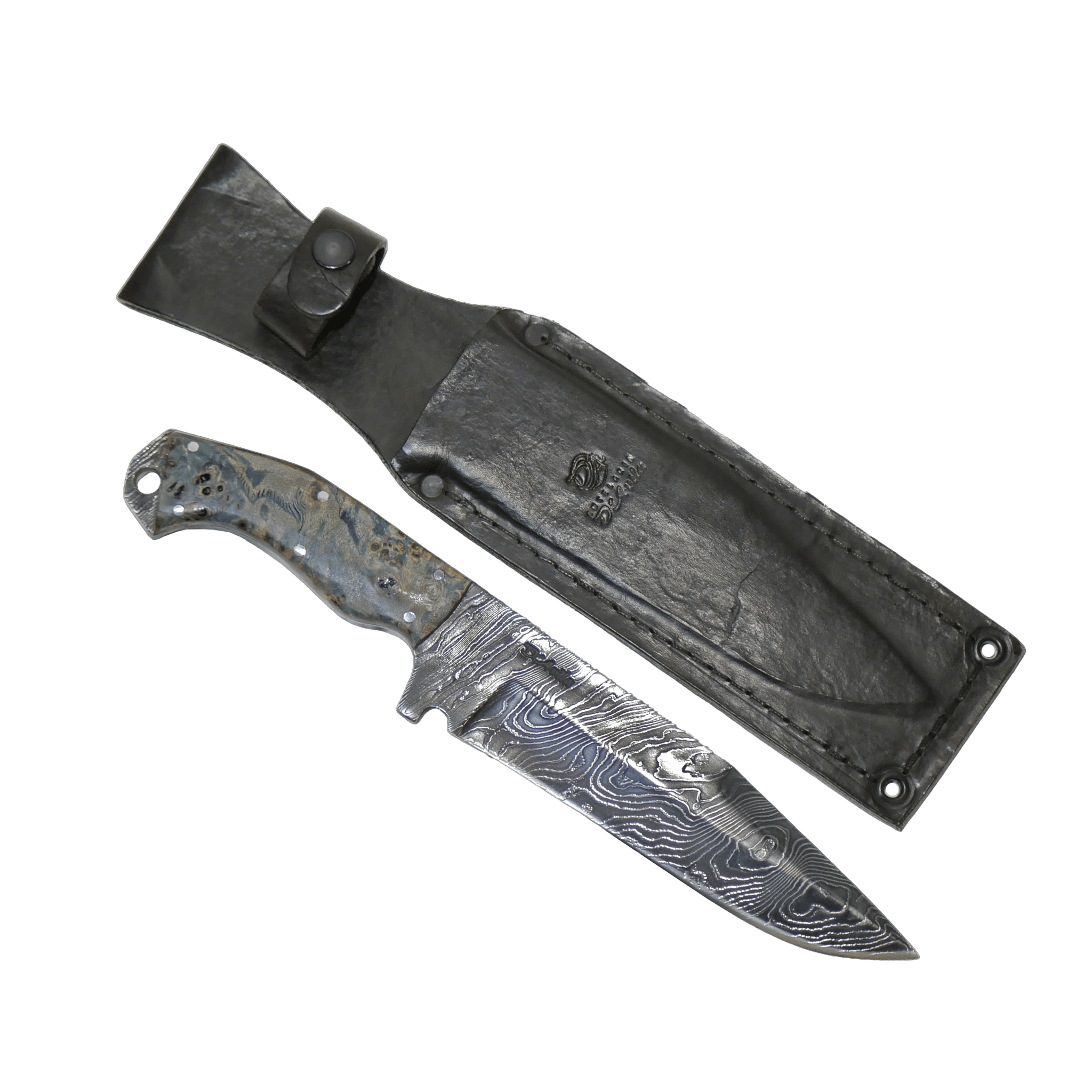 Tapes Adventure 6.5" Knife in Damascus Steel, Stabilized Wood Handle - D'Avila Knives camping knife by D'Avila Australia