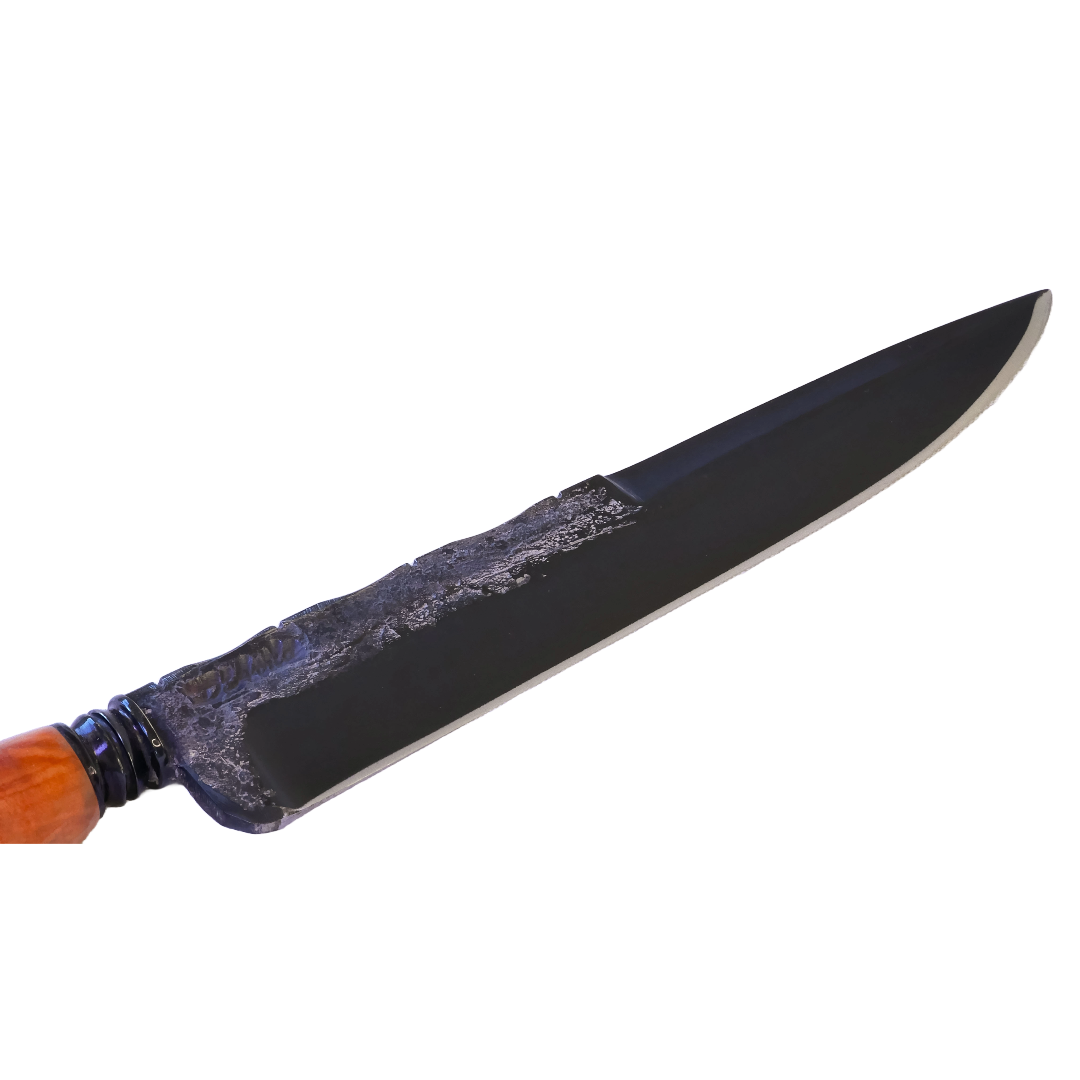 D'Avila Barbecue 8" Knife in Carbon Steel 5160, Hybrid Handle in Resin With Gold Leaves - D'Avila Knives