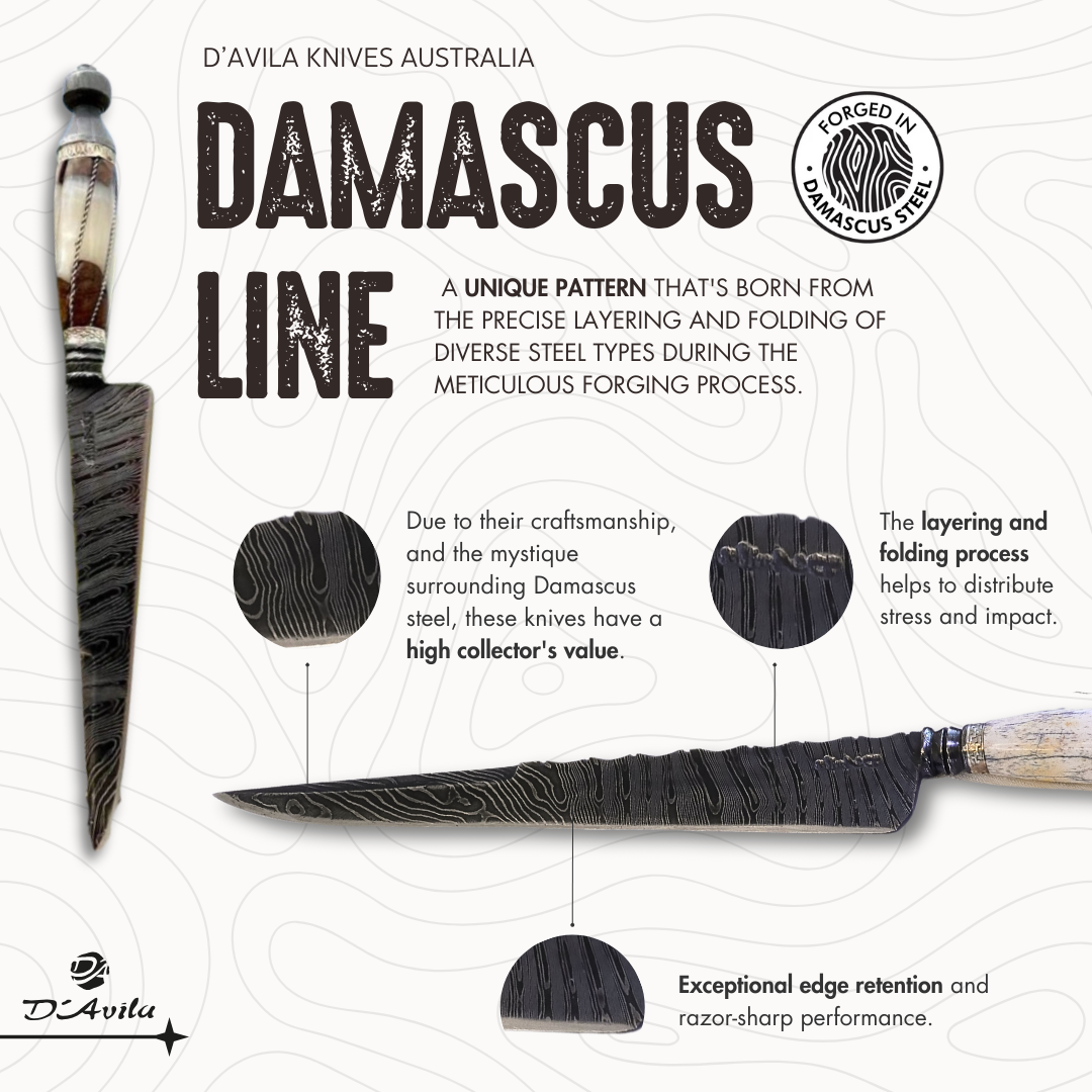 Nordestina Damascus 10" Knife in Damascus Steel, Bovine Bone Handle - D'Avila Knives
