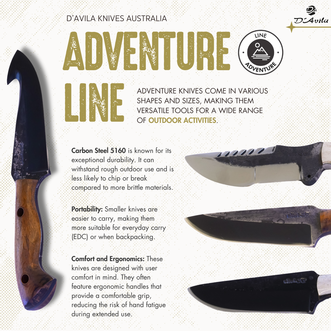 Amazonia Adventure 8" Knife in Carbon Steel 5160, Wooden Handle - D'Avila Knives