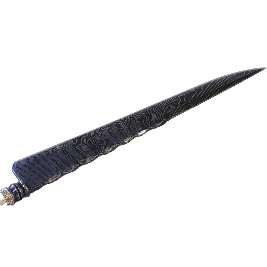 Nordestina Damascus 10" Knife in Damascus Steel, Bovine Bone Handle - D'Avila Knives