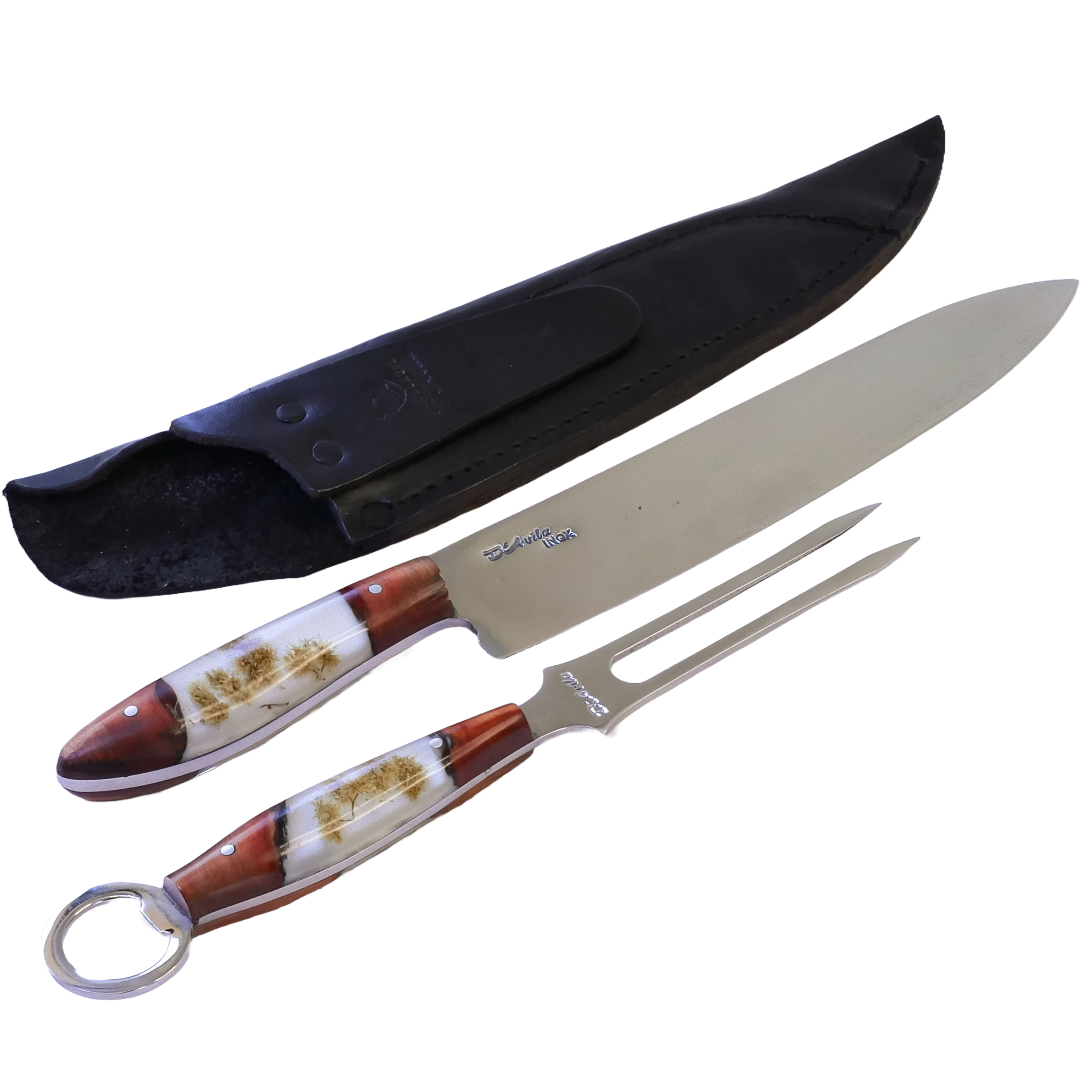 Kit Gourmet 10" Knife and Fork in Stainless Steel 420, Hybrid Handle - D'Avila Knives