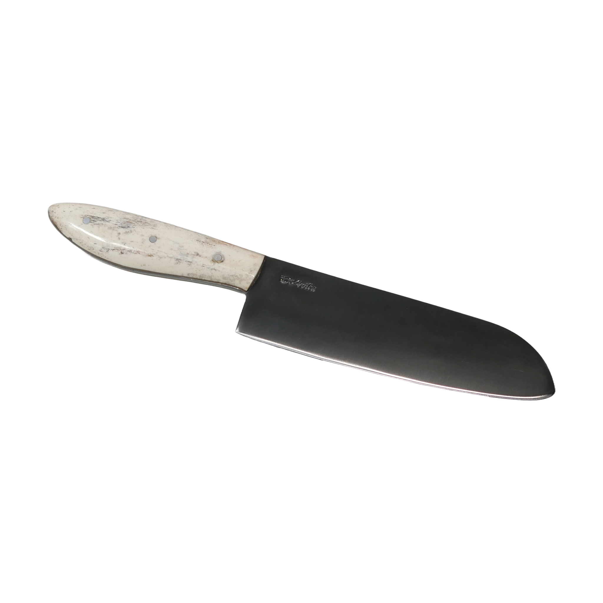 Santoku Gourmet 8" Knife in Carbon Steel 5160, Bovine Bone Handle - D'Avila Knives