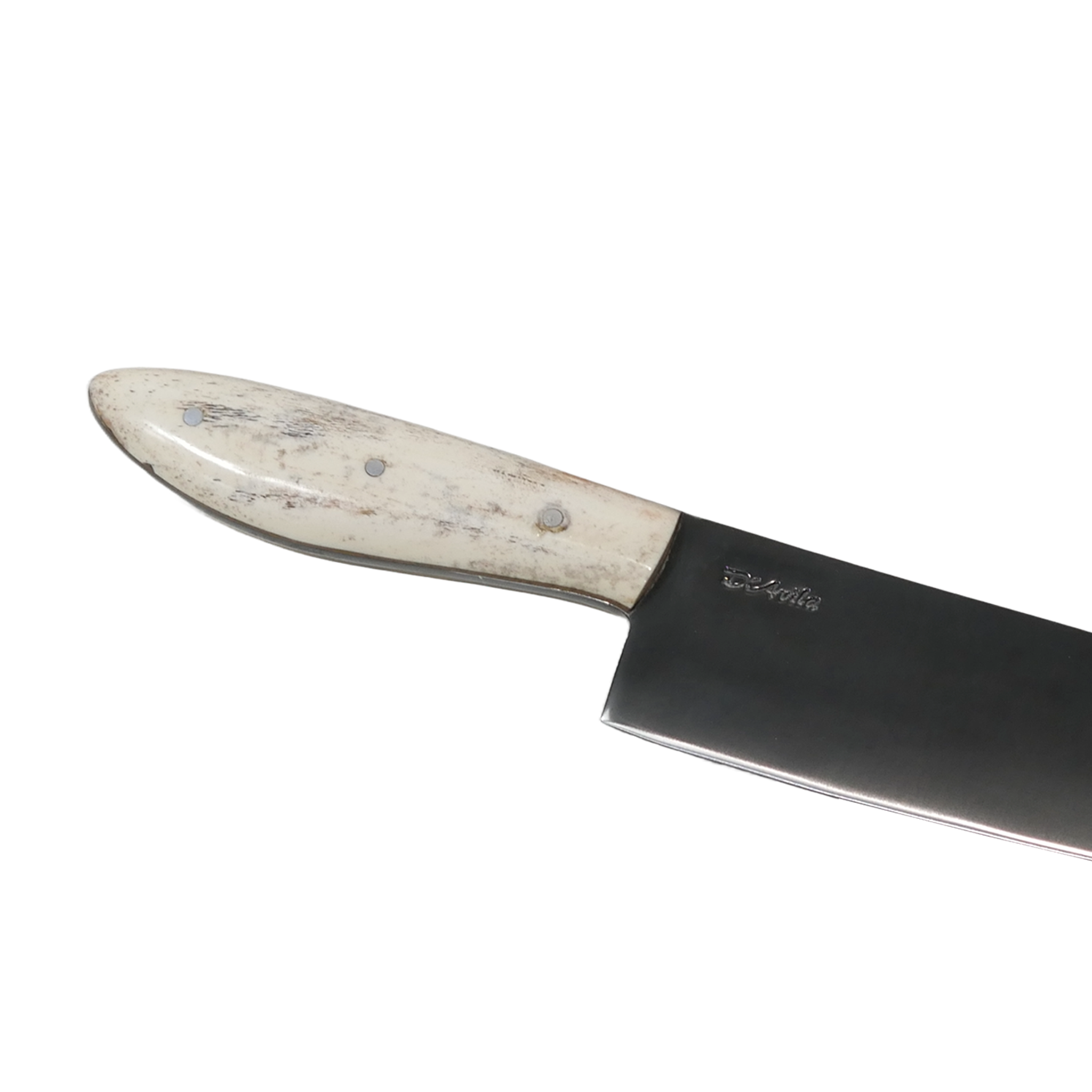 Santoku Gourmet 8" Knife in Carbon Steel 5160, Bovine Bone Handle - D'Avila Knives