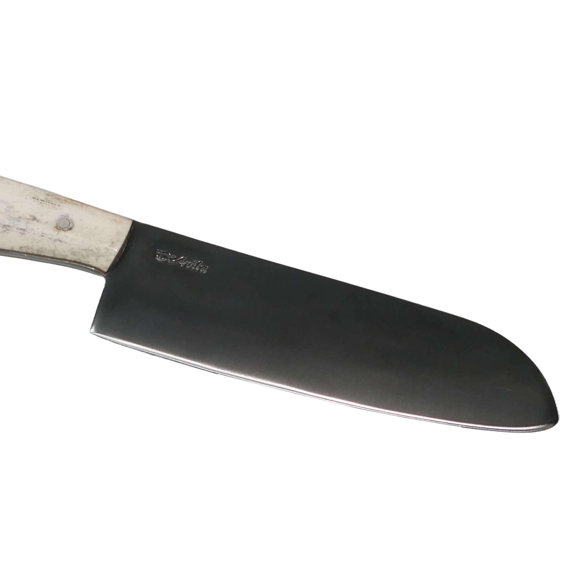 Santoku Gourmet 8" Knife in Carbon Steel 5160, Bovine Bone Handle - D'Avila Knives