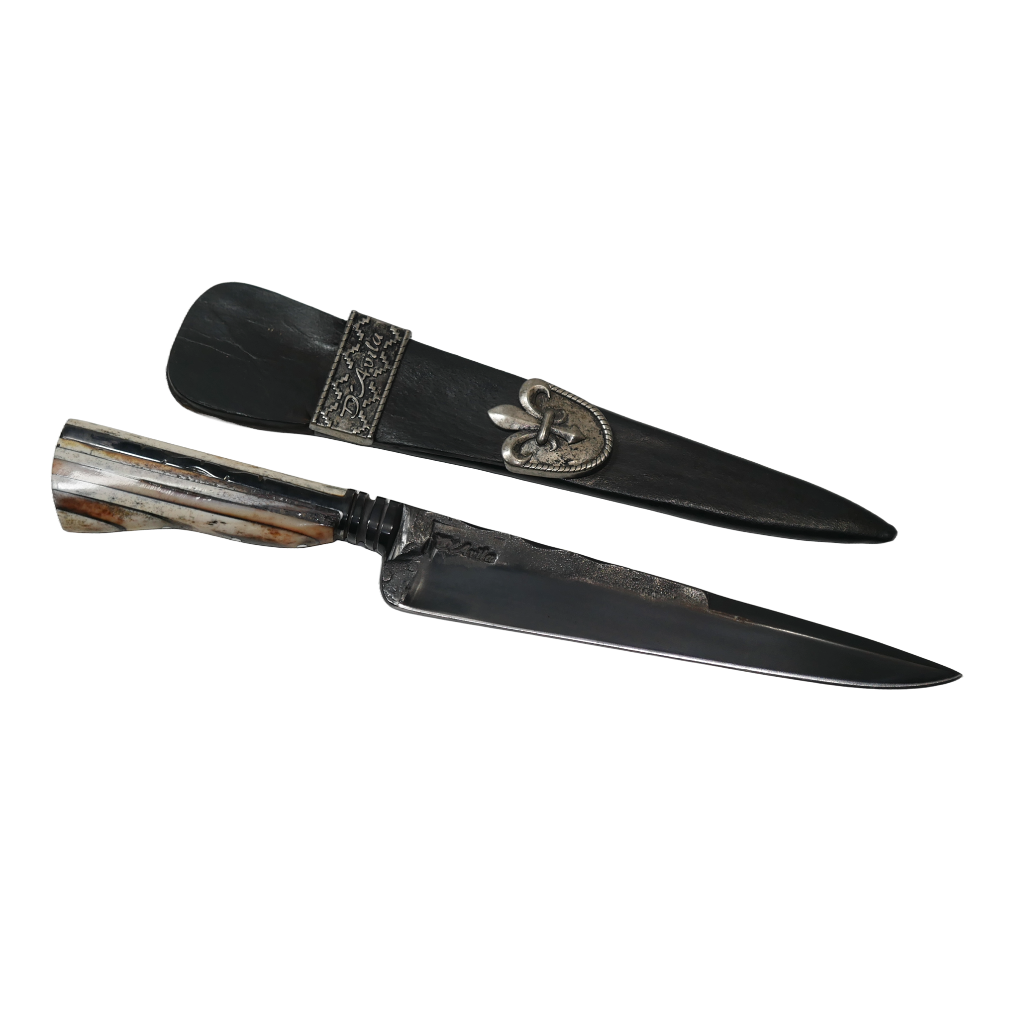 Reverse Barbecue 8" Knife in Carbon Steel 5160, Bovine Bone Handle - D'Avila Knives