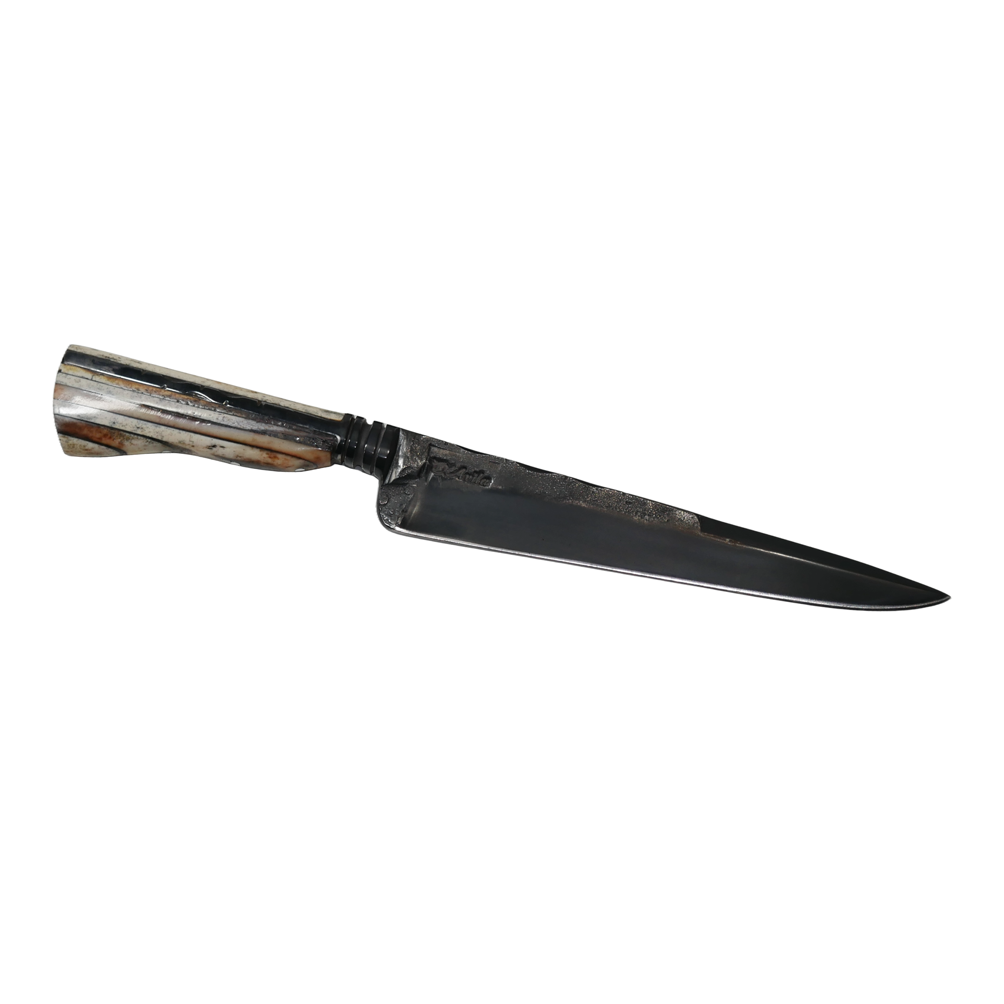 Reverse Barbecue 8" Knife in Carbon Steel 5160, Bovine Bone Handle - D'Avila Knives