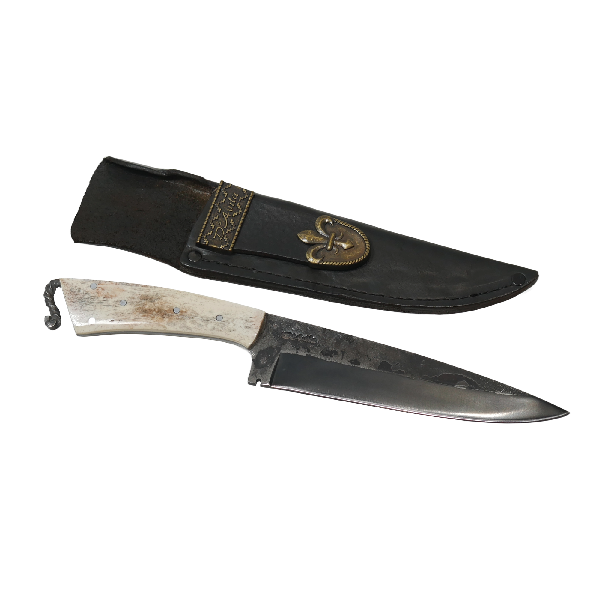 Rat Tail Barbecue 8" Knife in Carbon Steel 5160, Bovine Bone Handle - D'Avila Knives