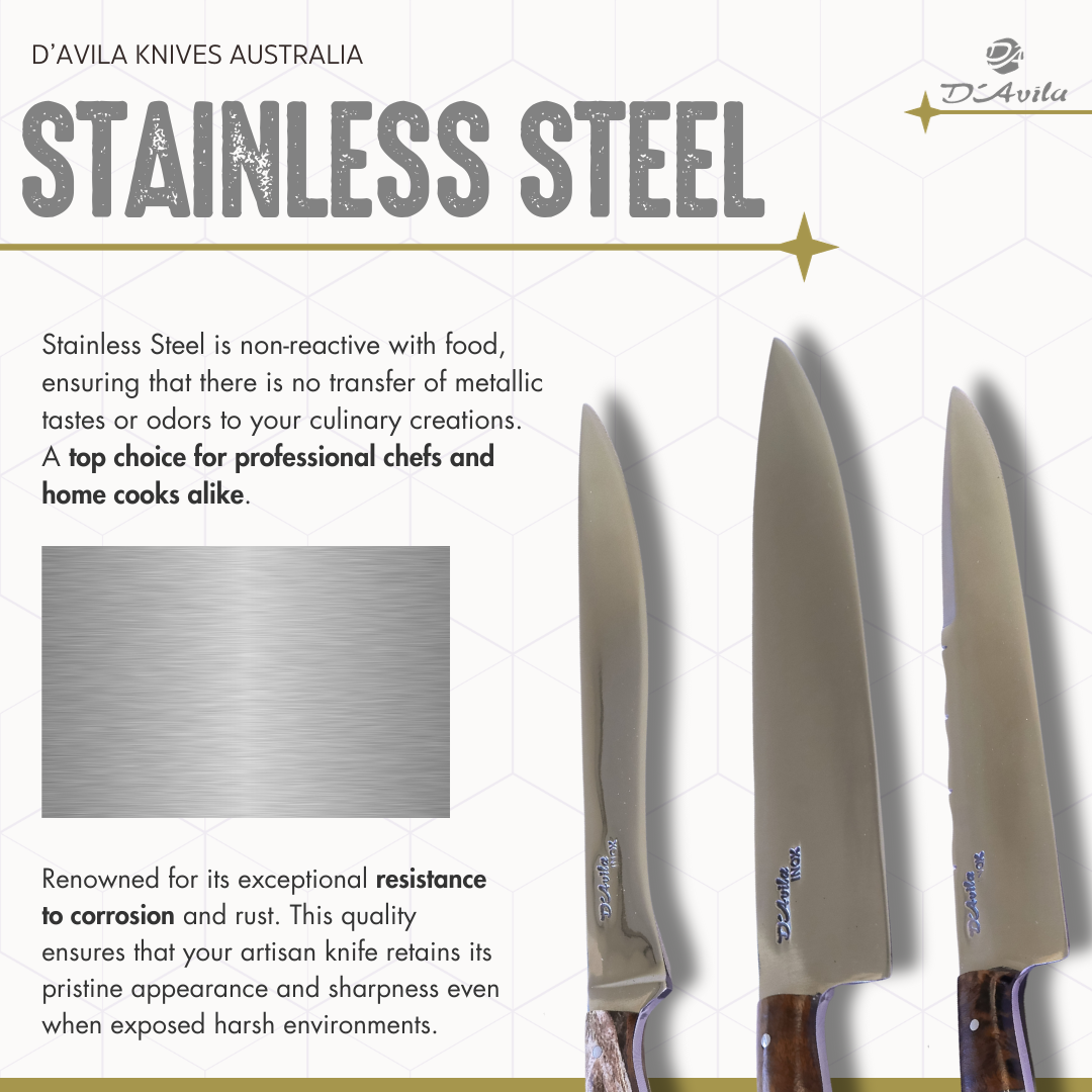 D'Avila Gourmet 8" Knife in Stainless Steel 420, Resin With Gold Leaves Handle - D'Avila Knives