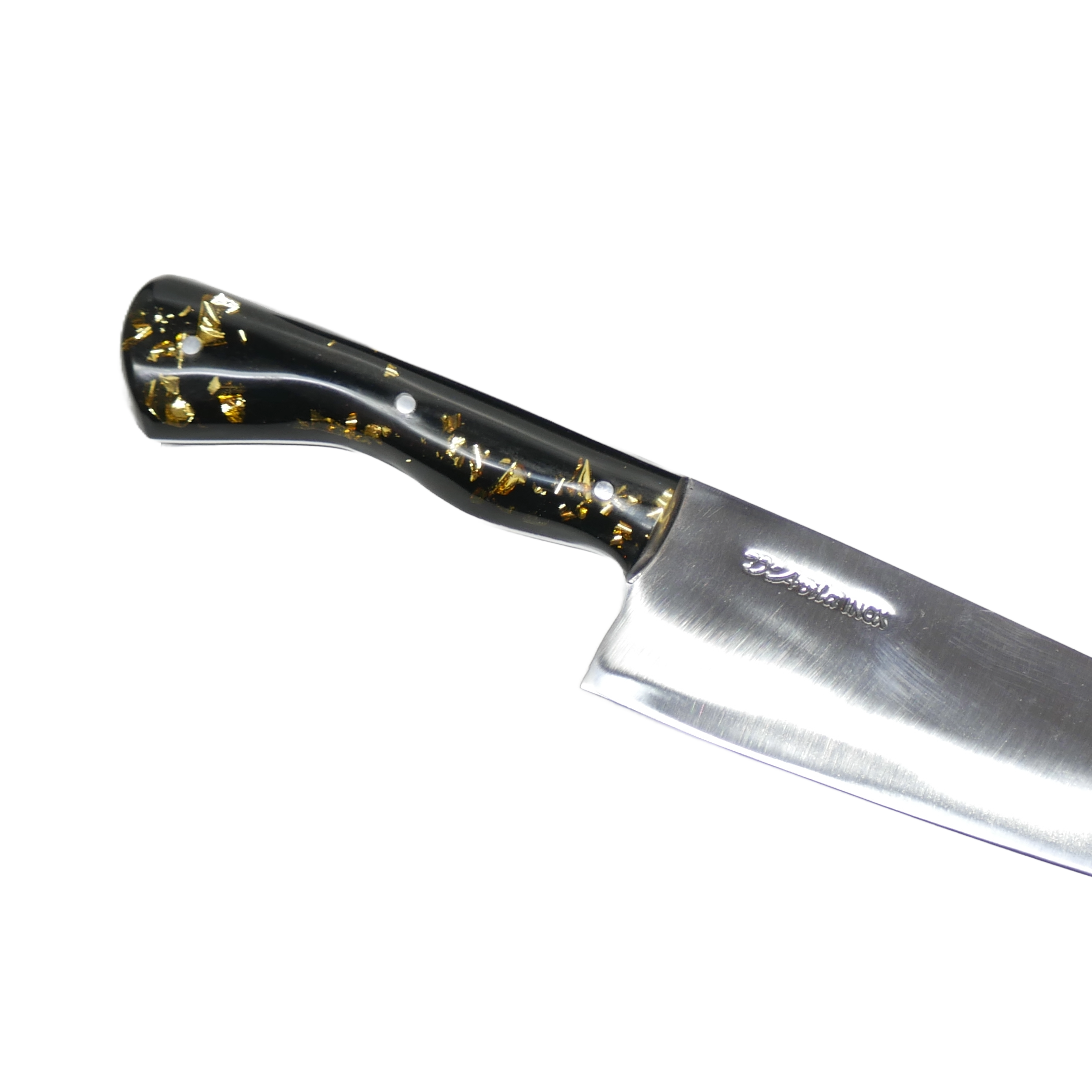 D'Avila Gourmet 8" Knife in Stainless Steel 420, Resin With Gold Leaves Handle - D'Avila Knives