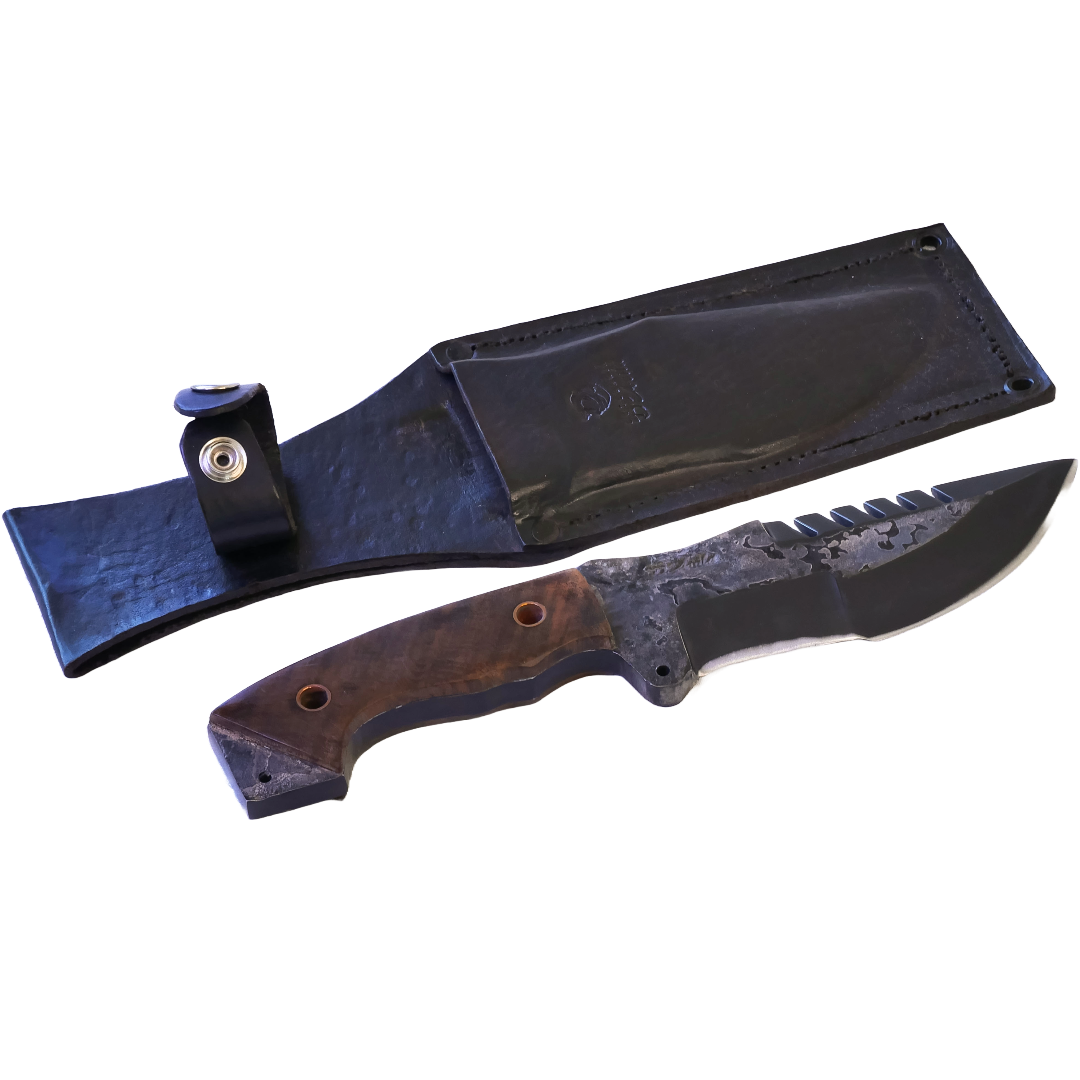 Tracker Adventure 6.5" Knife in Carbon Steel 5160, Wooden Handle - D'Avila Knives