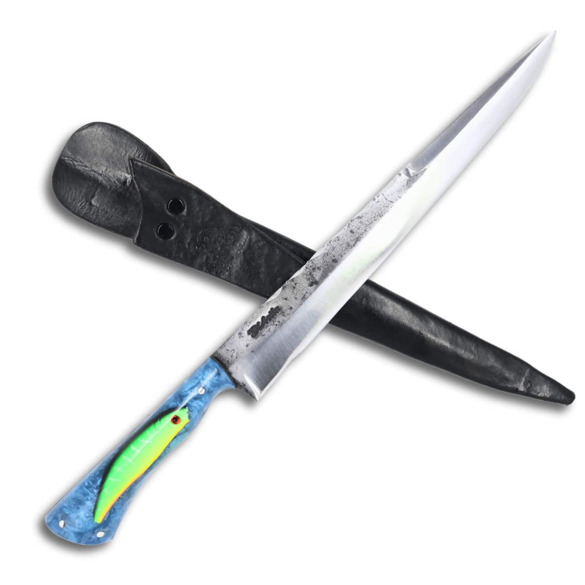 Fisherman 10" Knife in Stainless Steel 420, Fishing Lure Resin Handle - D'Avila Knives camping knife by D'Avila Australia