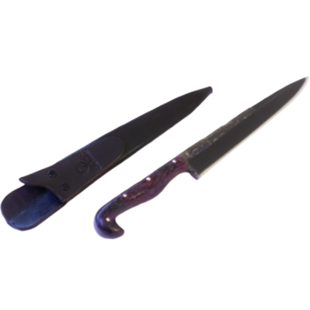 Sorocabana Barbecue 8" Knife in Carbon Steel 5160, Purpleheart Wood Handle - D'Avila Knives