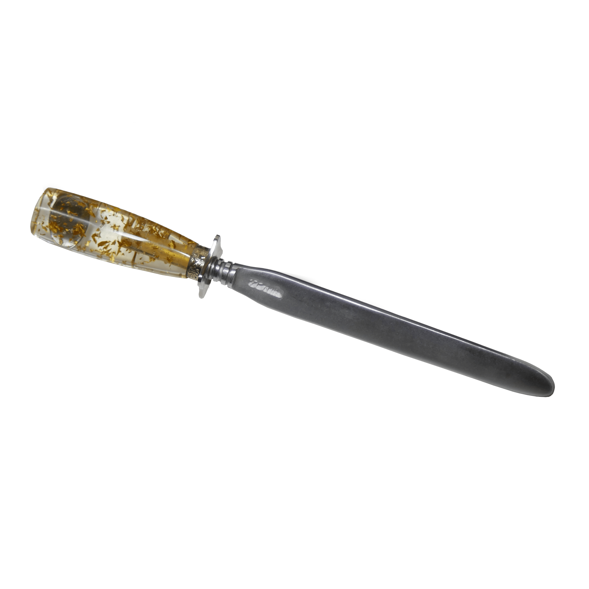 Torneado Accessories 8" Sharpening Steel in Carbon Steel 5160, Flat Blade and Resin With Gold Leaves Handle - D'Avila Knives camping knife by D'Avila Australia