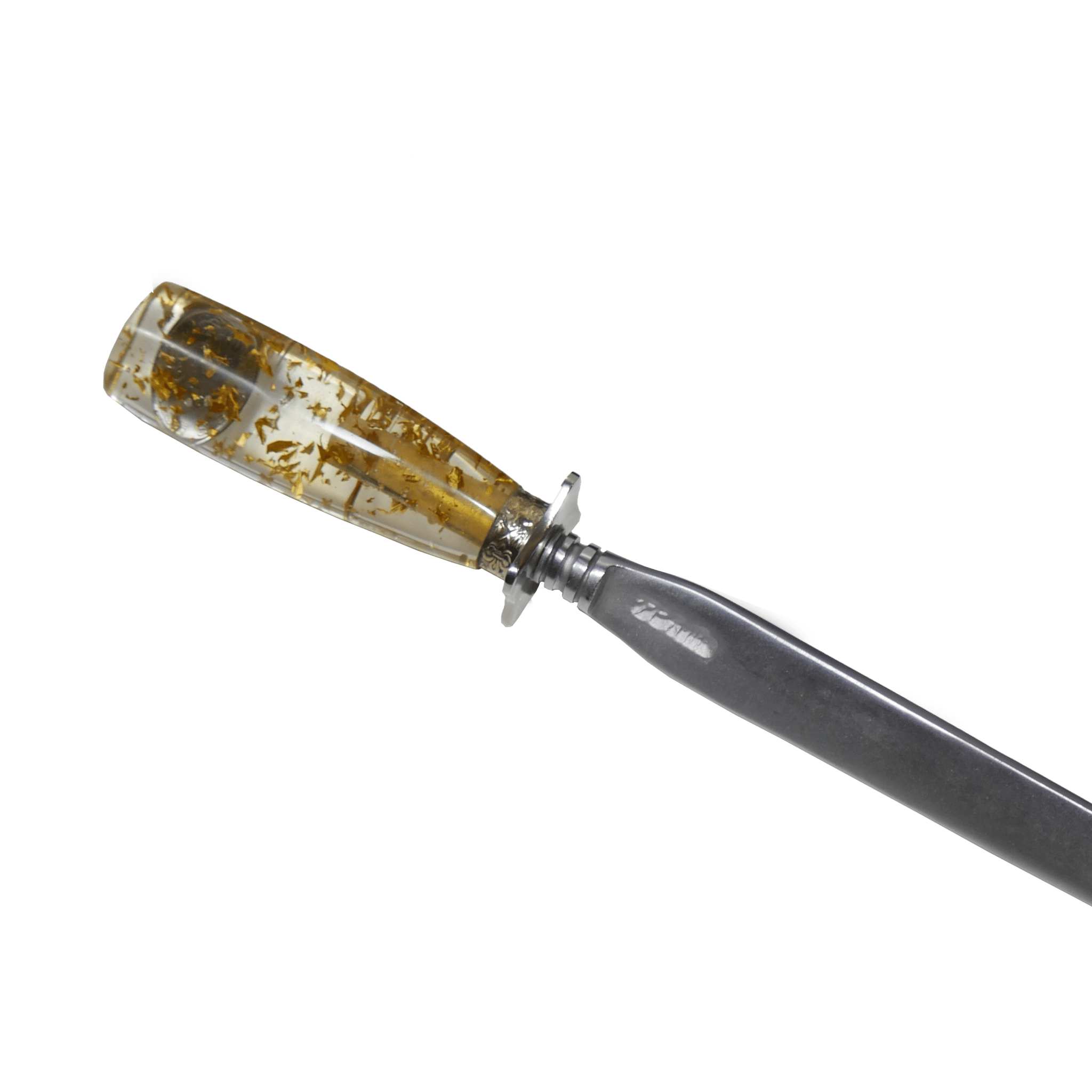 Torneado Accessories 8" Sharpening Steel in Carbon Steel 5160, Flat Blade and Resin With Gold Leaves Handle - D'Avila Knives camping knife by D'Avila Australia