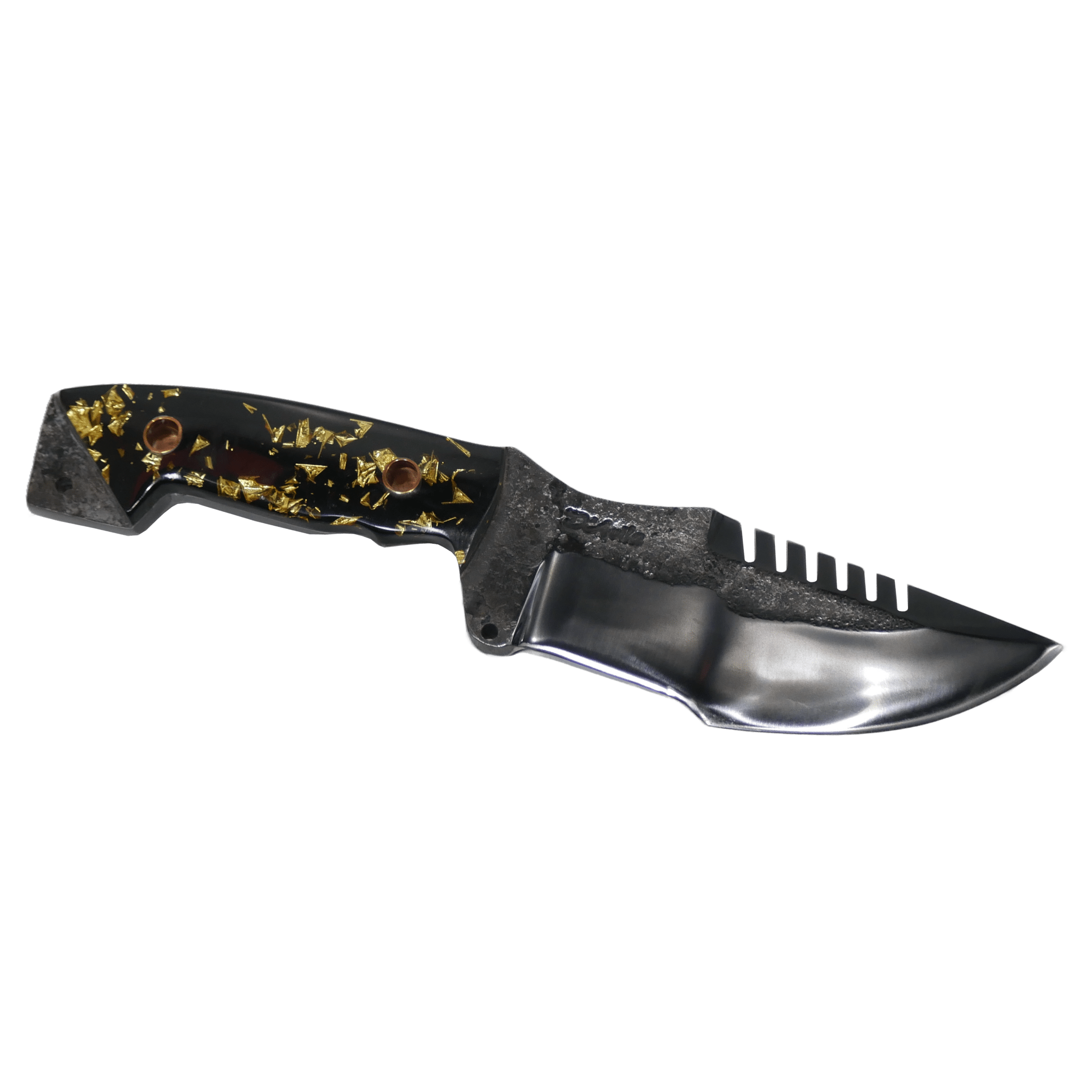 Tracker Adventure 6.5" Knife in Carbon Steel 5160, Resin With Gold Leaves Handle - D'Avila Knives camping knife by D'Avila Australia